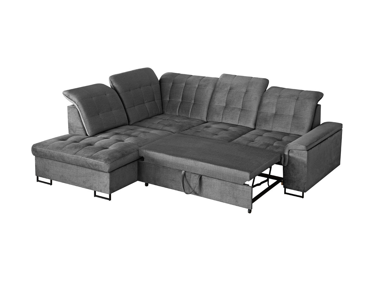 Aragon Corner Sofa Bed 270×230 cm – Adjustable Headrests & Seat, Sleep Function, Bedding Storage
