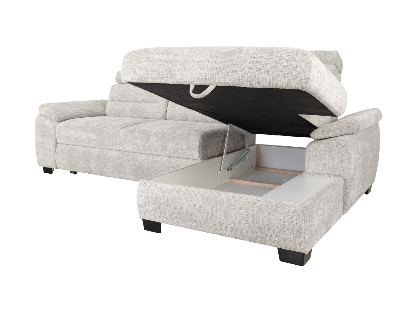 Aguda Corner Sofa Bed | Dolphin Mechanism, 3 Adjustable Headrests & Storage | 269x175cm | Cremona 04