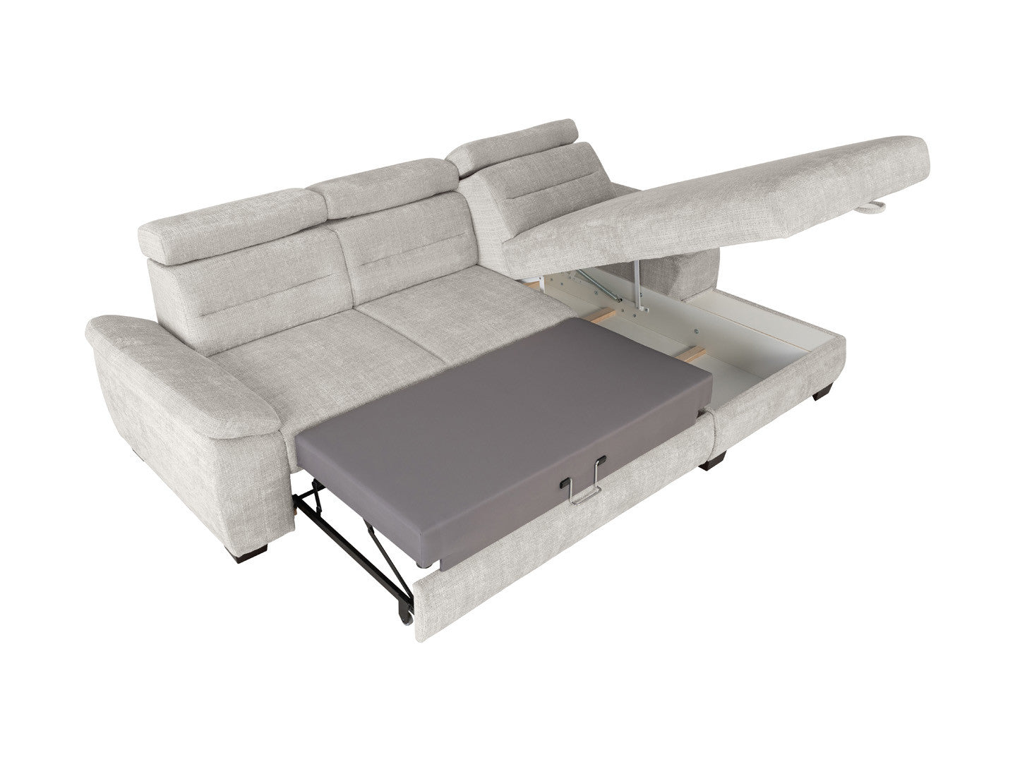 Aguda Corner Sofa Bed | Dolphin Mechanism, 3 Adjustable Headrests & Storage | 269x175cm | Cremona 04