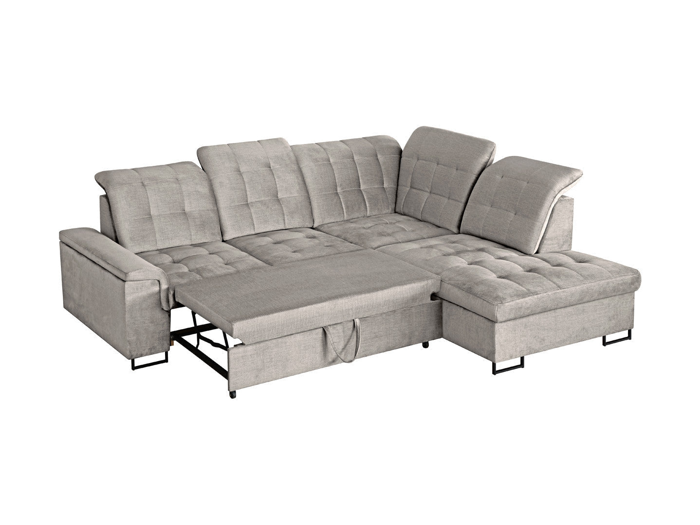 Aragon Corner Sofa Bed — Adjustable Headrests & Seat, Storage, 140×198cm Sleeping, Voss 28