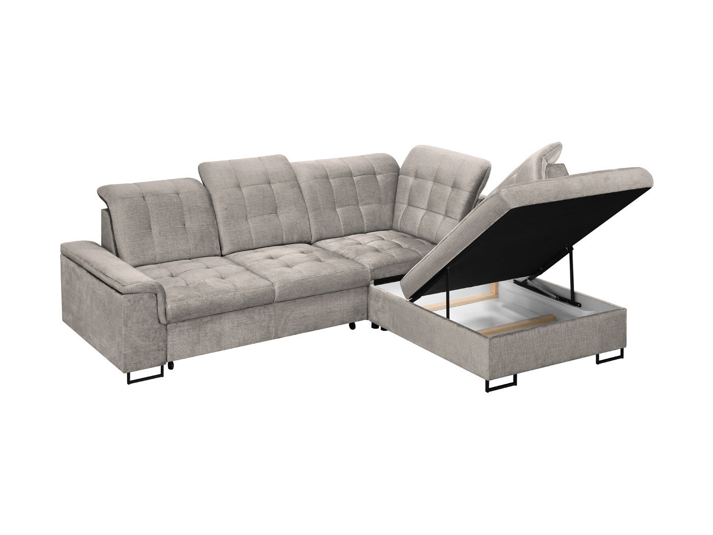 Aragon Corner Sofa Bed — Adjustable Headrests & Seat, Storage, 140×198cm Sleeping, Voss 28