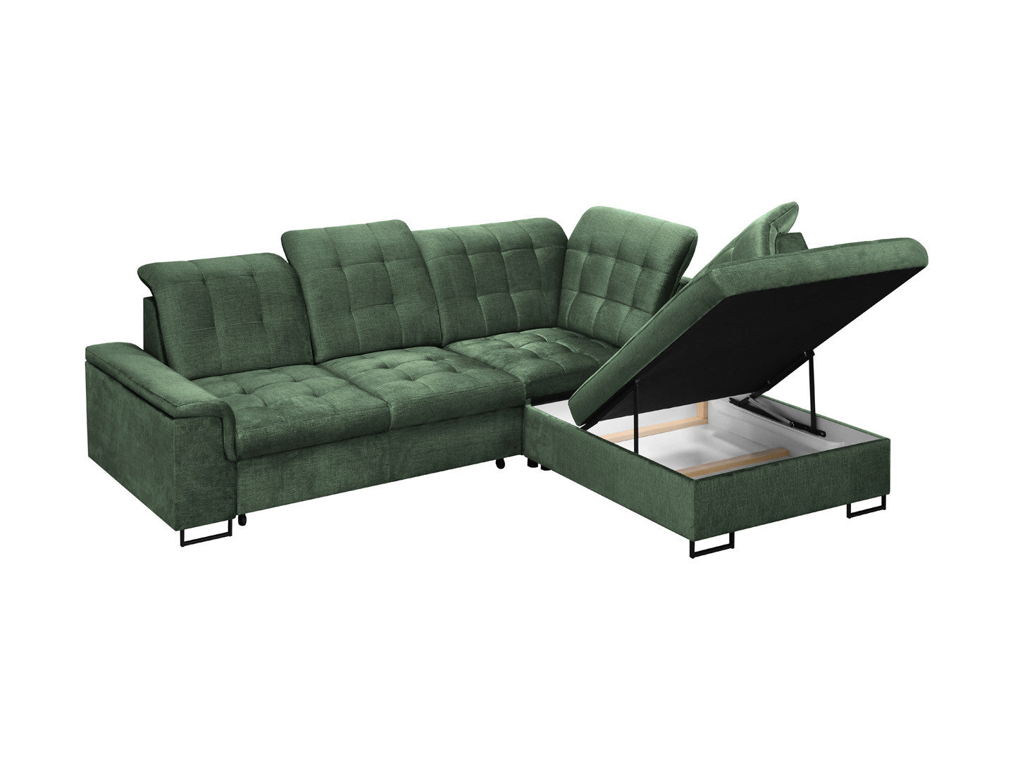Aragon Corner Sofa Bed – Adjustable Headrests, Storage, 140×198 cm Sleeping Surface