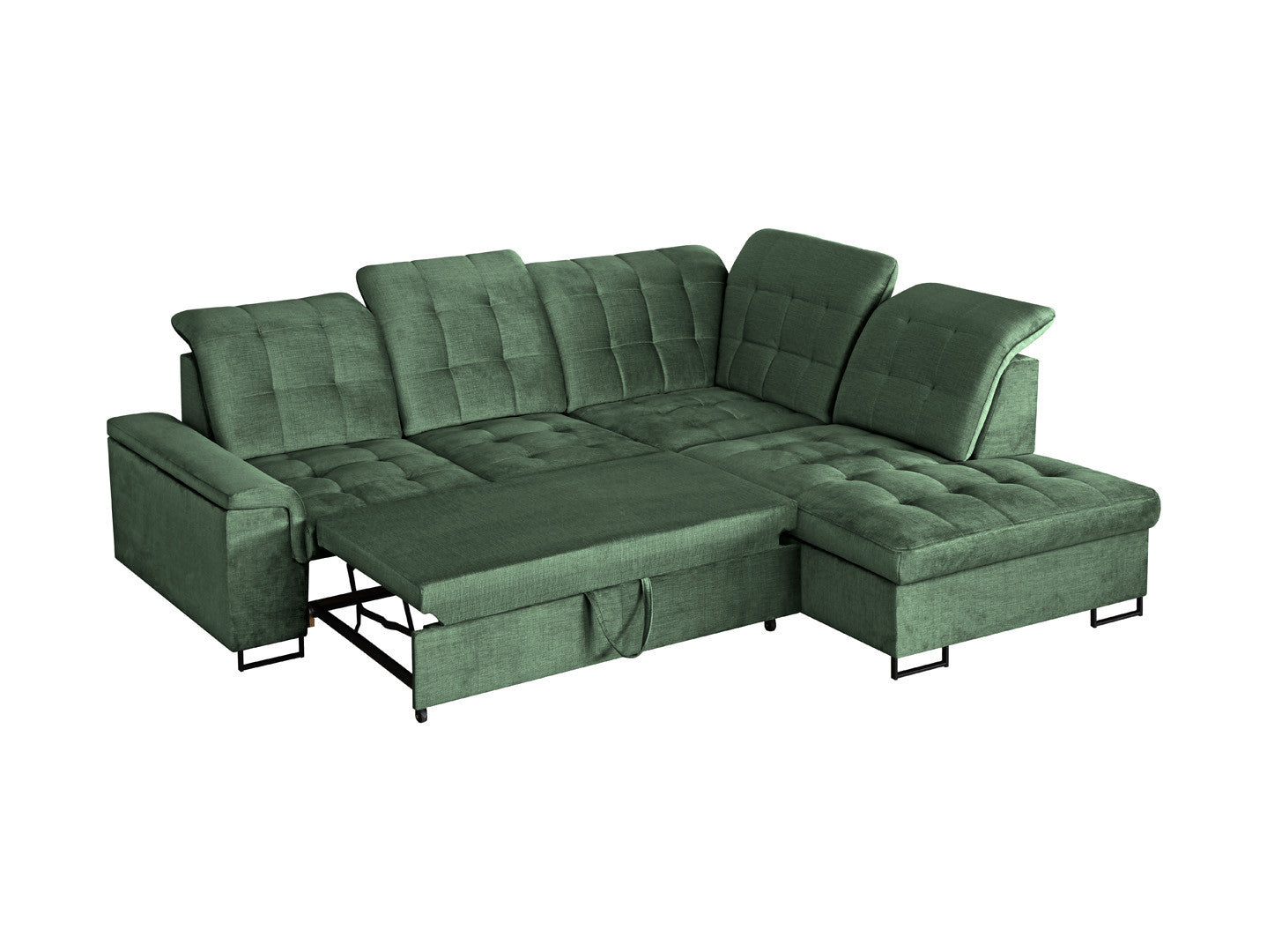 Aragon Corner Sofa Bed – Adjustable Headrests, Storage, 140×198 cm Sleeping Surface