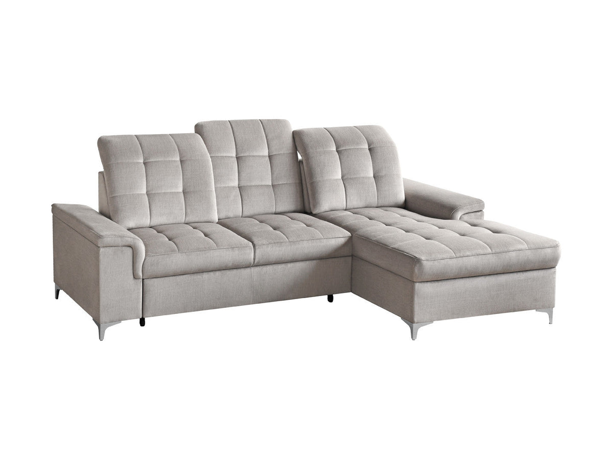 Ariado Right-Hand Corner Sofa Bed — Velour, Dolphin Mechanism, 140x200cm Sleeping Surface & Storage, Grey