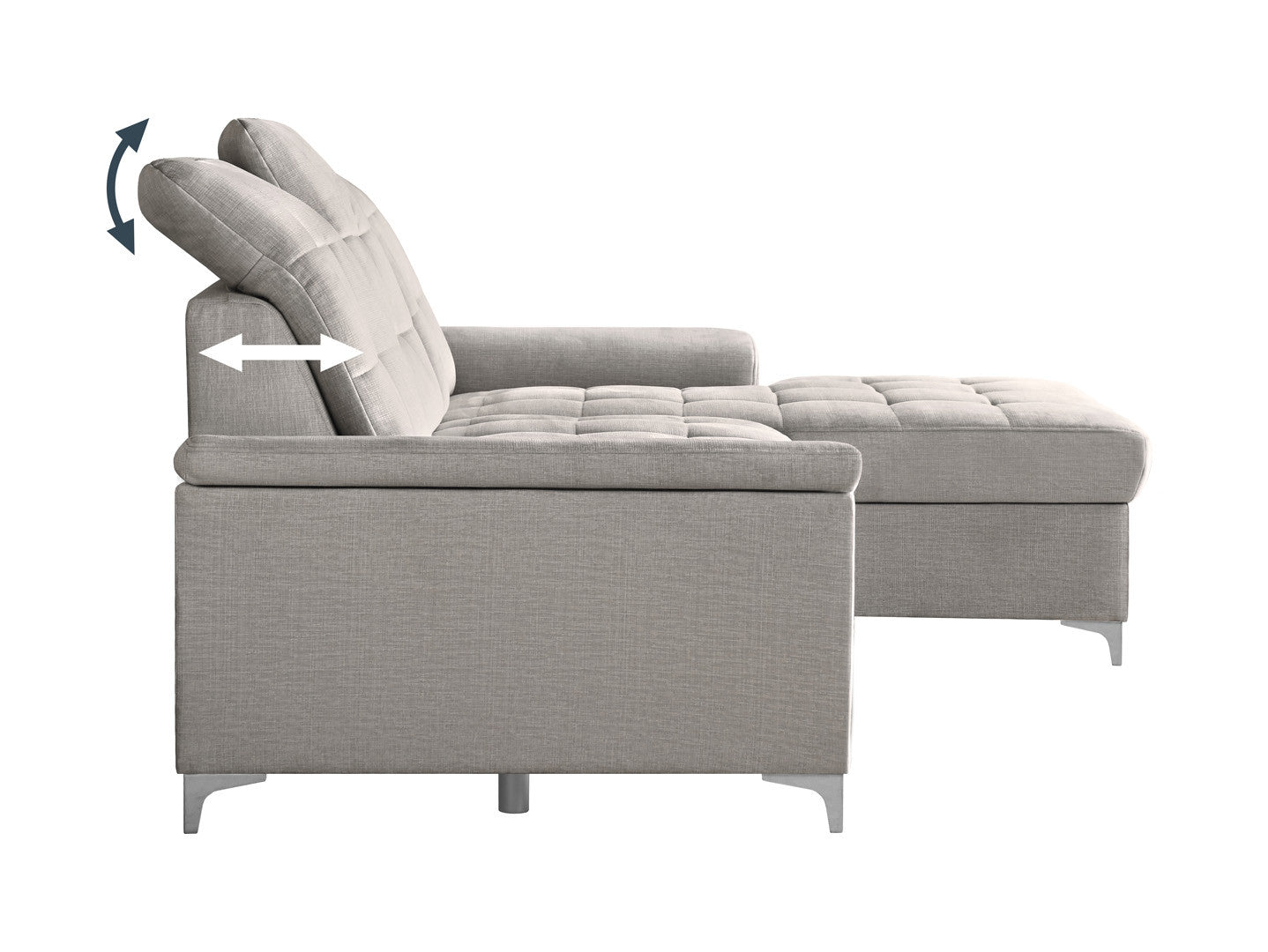 Ariado Right-Hand Corner Sofa Bed — Velour, Dolphin Mechanism, 140x200cm Sleeping Surface & Storage, Grey