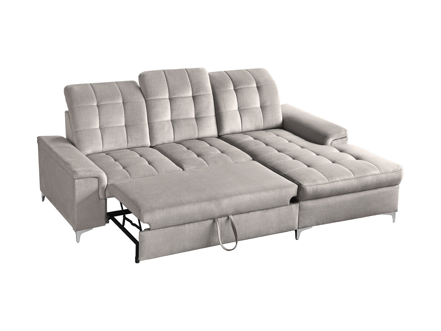 Ariado Right-Hand Corner Sofa Bed — Velour, Dolphin Mechanism, 140x200cm Sleeping Surface & Storage, Grey