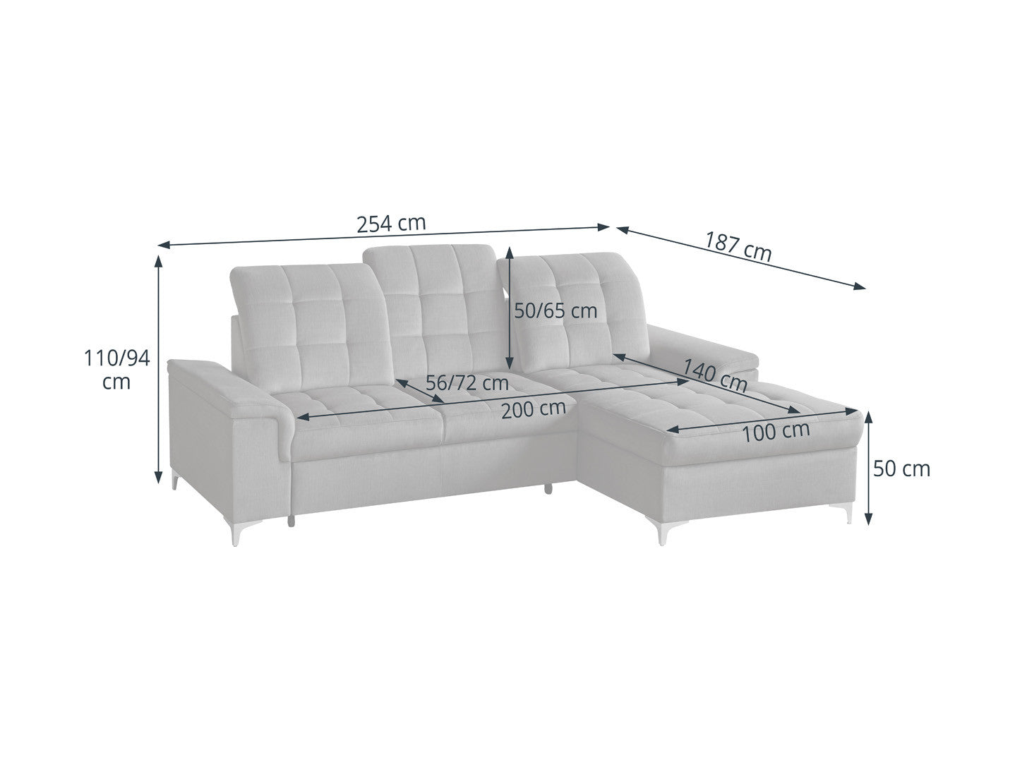 Ariado Right-Hand Corner Sofa Bed — Dolphin Mechanism, 140x200cm Sleeping Surface, Velvet Upholstery & Bedding Storage, Voss 15