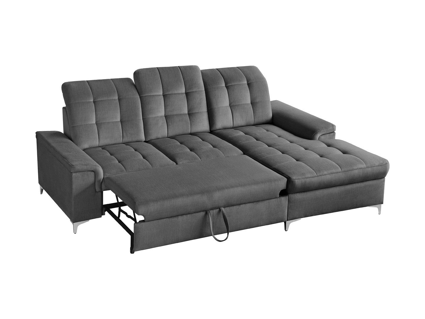 Ariado Right-Hand Corner Sofa Bed — Dolphin Mechanism, 140x200cm Sleeping Surface, Velvet Upholstery & Bedding Storage, Voss 15