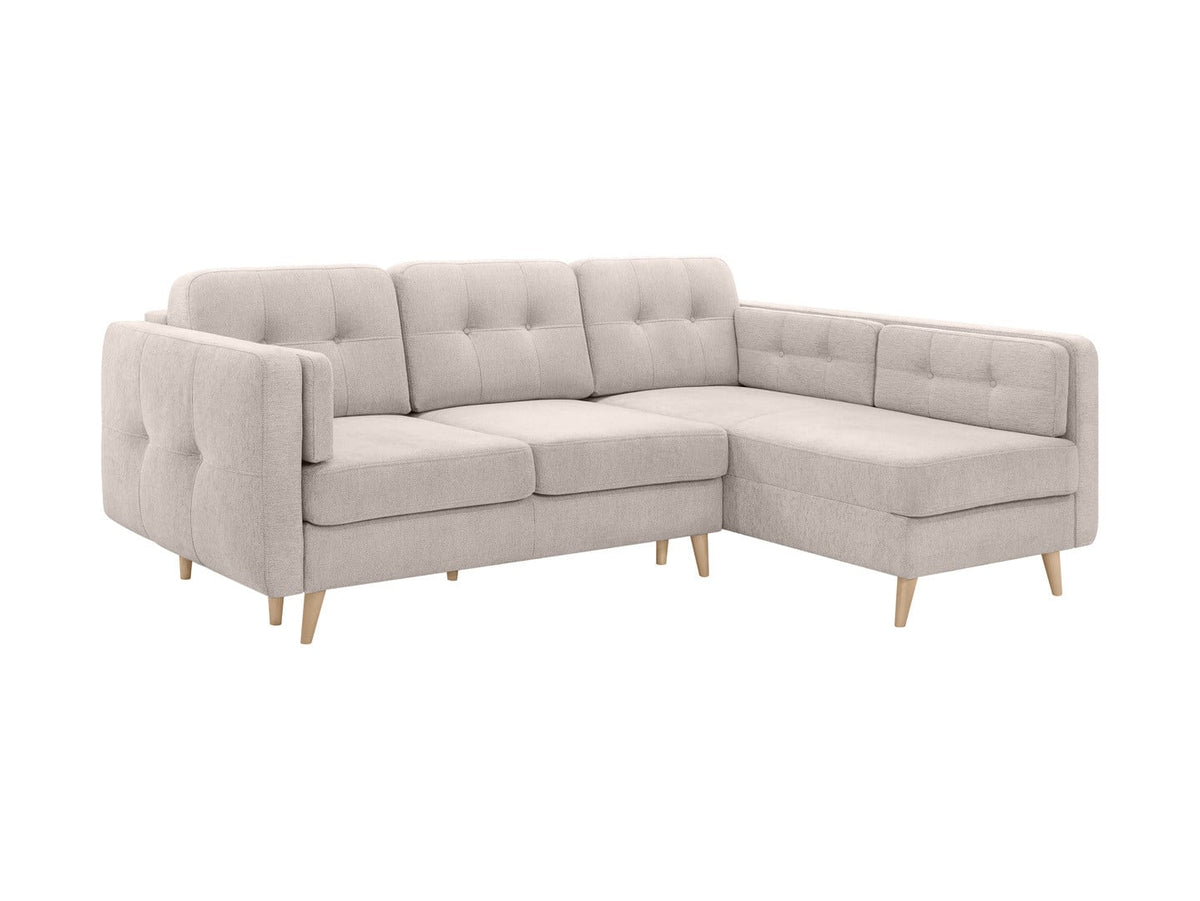 Cornet Corner Sofa Bed — DL Auto Mechanism, 135x198cm Sleeping Surface, Bedding Storage & Back Cushions, Lotus Sand