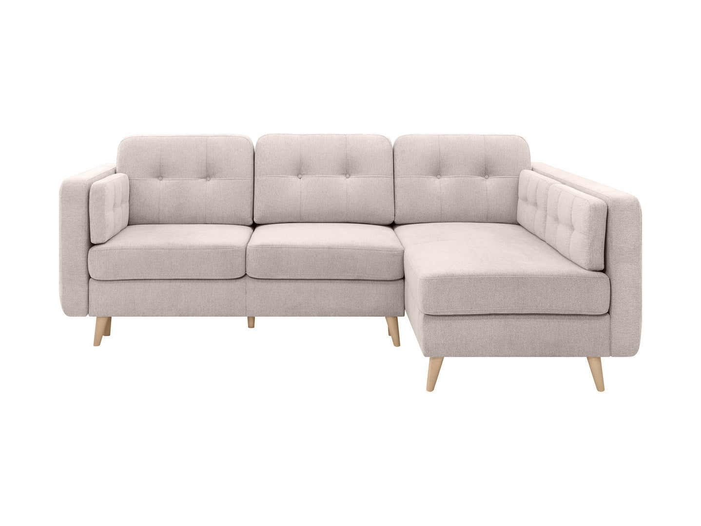 Cornet Corner Sofa Bed — DL Auto Mechanism, 135x198cm Sleeping Surface, Bedding Storage & Back Cushions, Lotus Sand