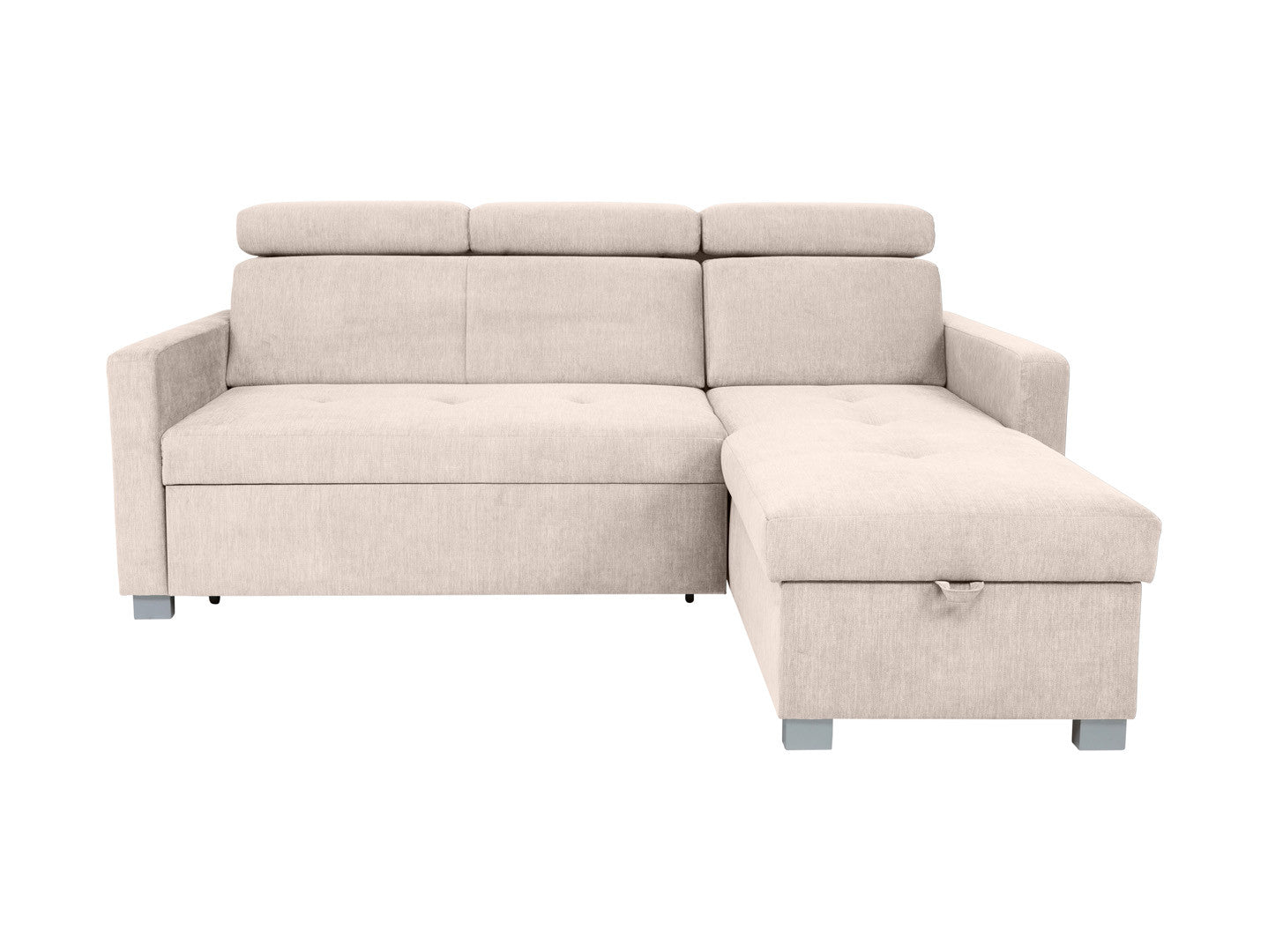 Brico Corner Sofa Bed 204×168 cm – Reversible, Dolphin Mechanism, Adjustable Headrests & Bedding Storage