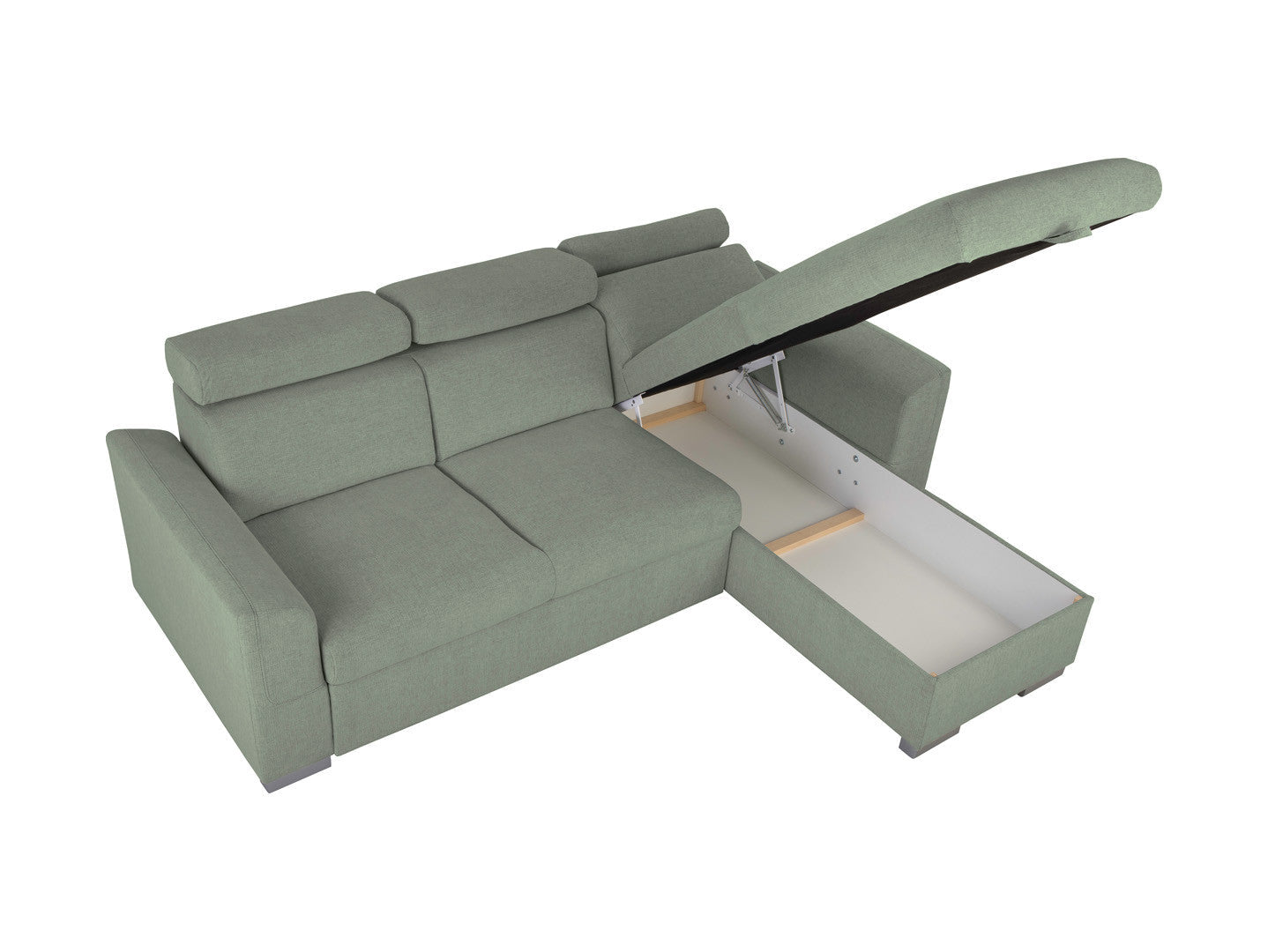 Evia Corner Sofa Bed with Storage – Reversible Left/Right | Adjustable Headrests | Delfin Mechanism | 243×186 cm