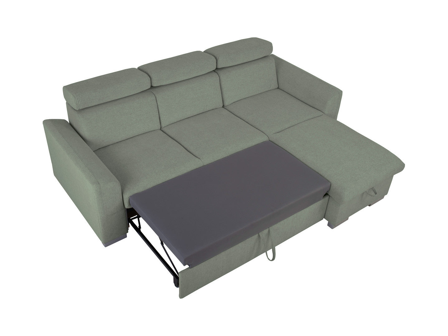 Evia Corner Sofa Bed with Storage – Reversible Left/Right | Adjustable Headrests | Delfin Mechanism | 243×186 cm