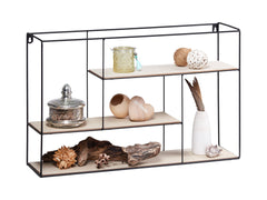 Annika Wall Shelf 60 cm – Black Metal & Light MDF, 3 Tiers