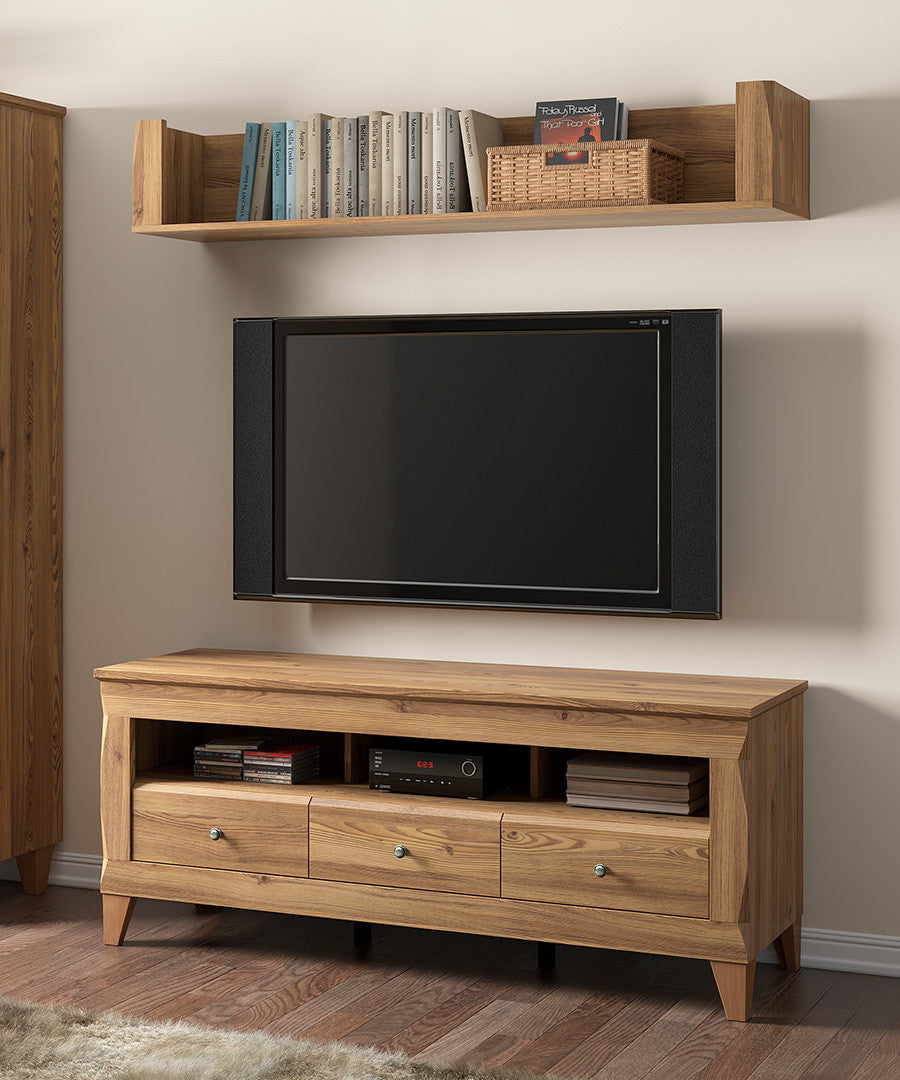 Bergen Wide Wall Shelf 156 cm – Golden Sibiu Larch