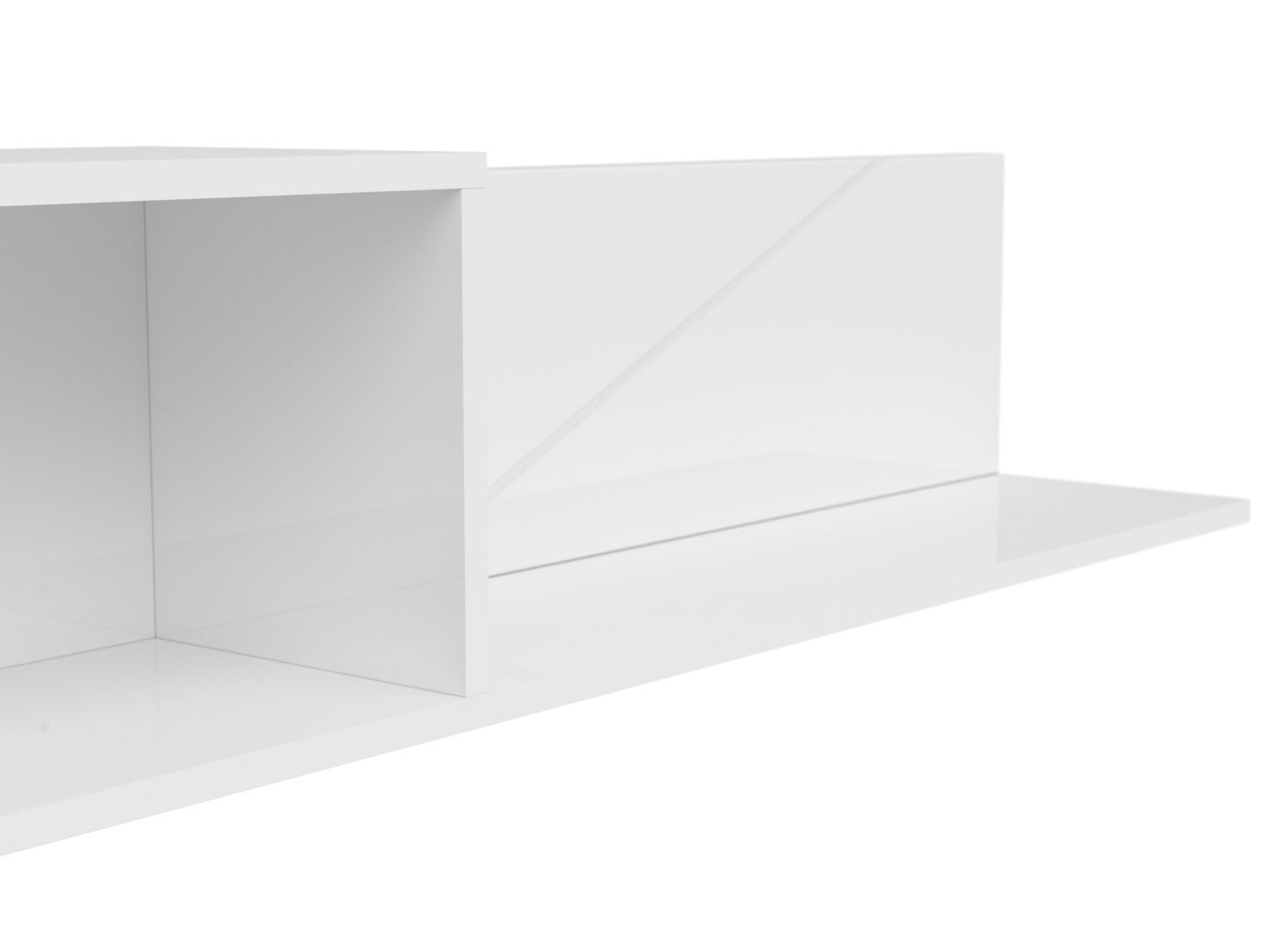Forn Floating Wall Shelf 156 cm – White Gloss, 2 Compartments