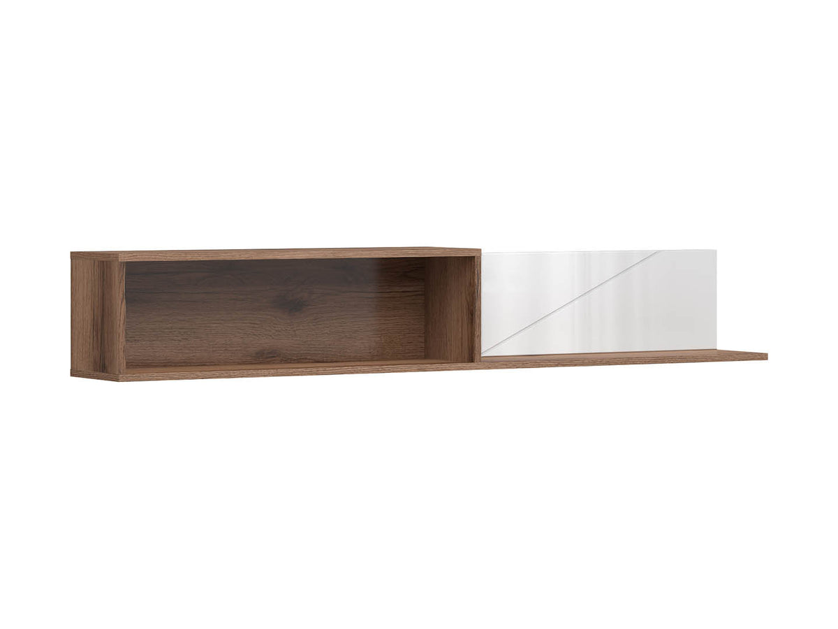 Forn Wall Shelf 156 cm – 2 Compartments, Dark Delano Oak & White Gloss