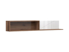 Forn Wall Shelf 156 cm – 2 Compartments, Dark Delano Oak & White Gloss