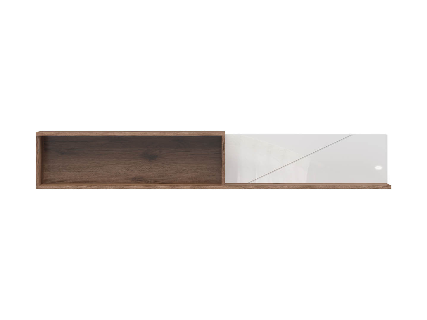 Forn Wall Shelf 156 cm – 2 Compartments, Dark Delano Oak & White Gloss