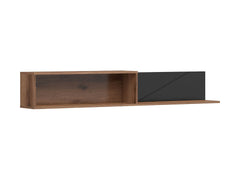 Forn Floating Wall Shelf 156cm — Open & Enclosed Sections, Dark Delano Oak & Black Matt
