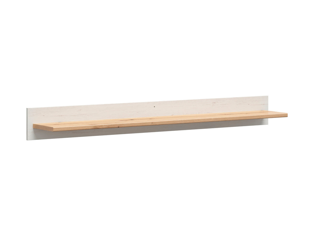 Frija Wall Shelf 153 cm – Andersen Pine White & Artisan Oak, Wide Display Surface, Scandinavian