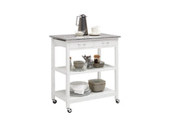 Babette Mobile Kitchen Cart – White / Granite Top | Island on Wheels