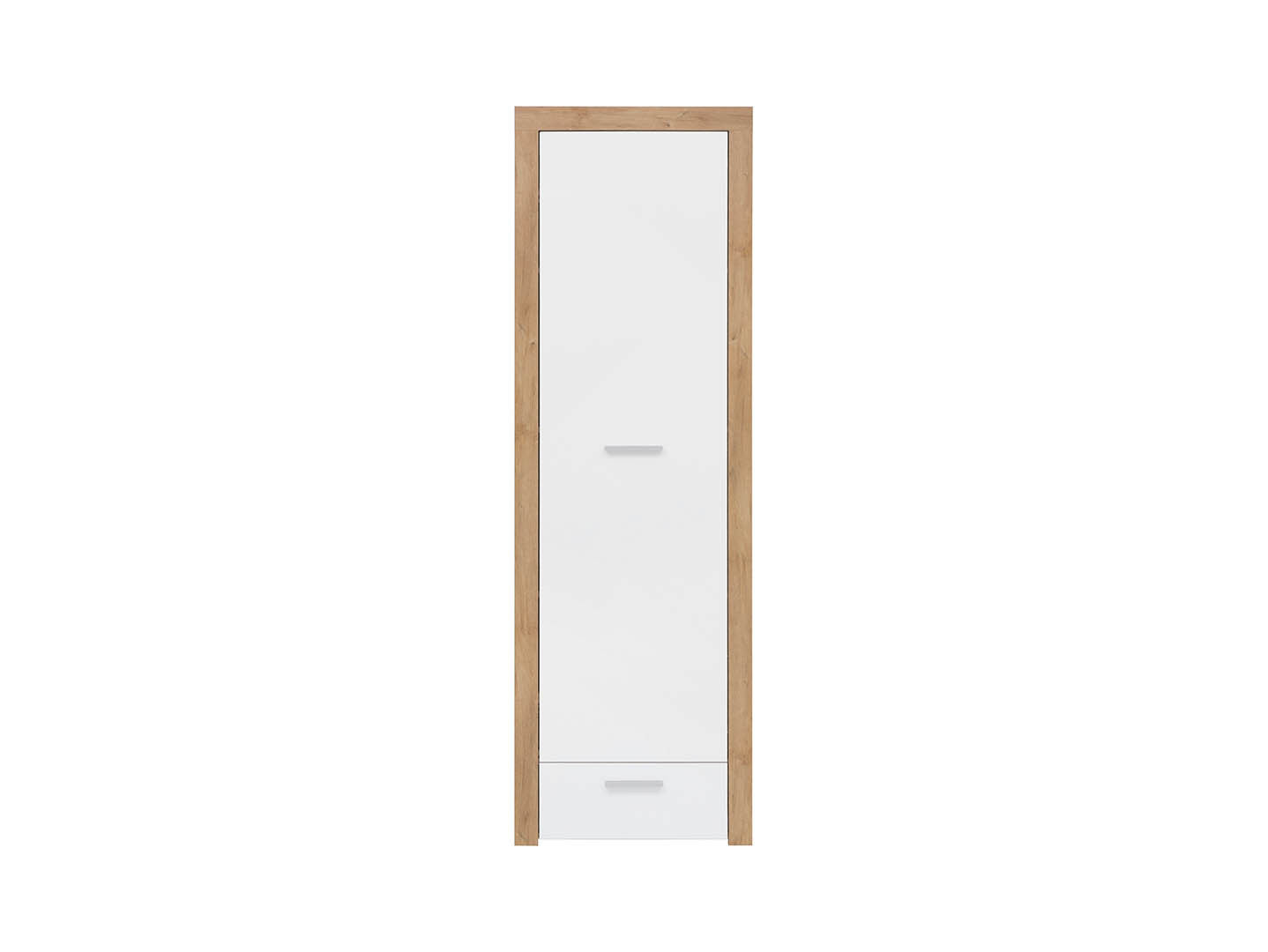 Balder Closed Bookcase with Drawer | Riviera Oak / White Gloss | 62×192 cm