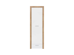 Balder Closed Bookcase with Drawer | Riviera Oak / White Gloss | 62×192 cm
