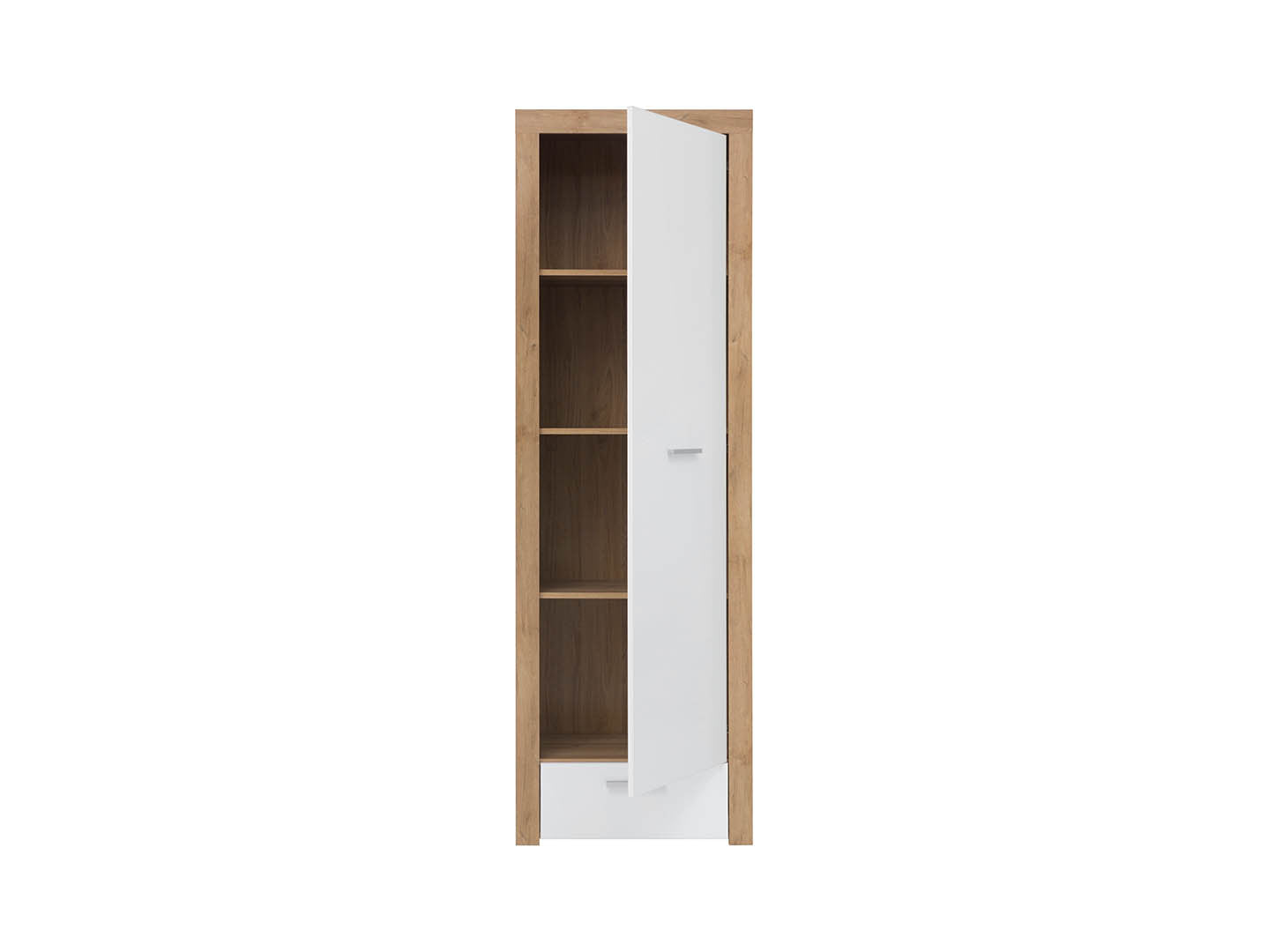 Balder Closed Bookcase with Drawer | Riviera Oak / White Gloss | 62×192 cm