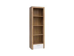 Balder Open Bookcase 62×192 cm – 3 Shelves & Drawer | Riviera Oak & White Gloss