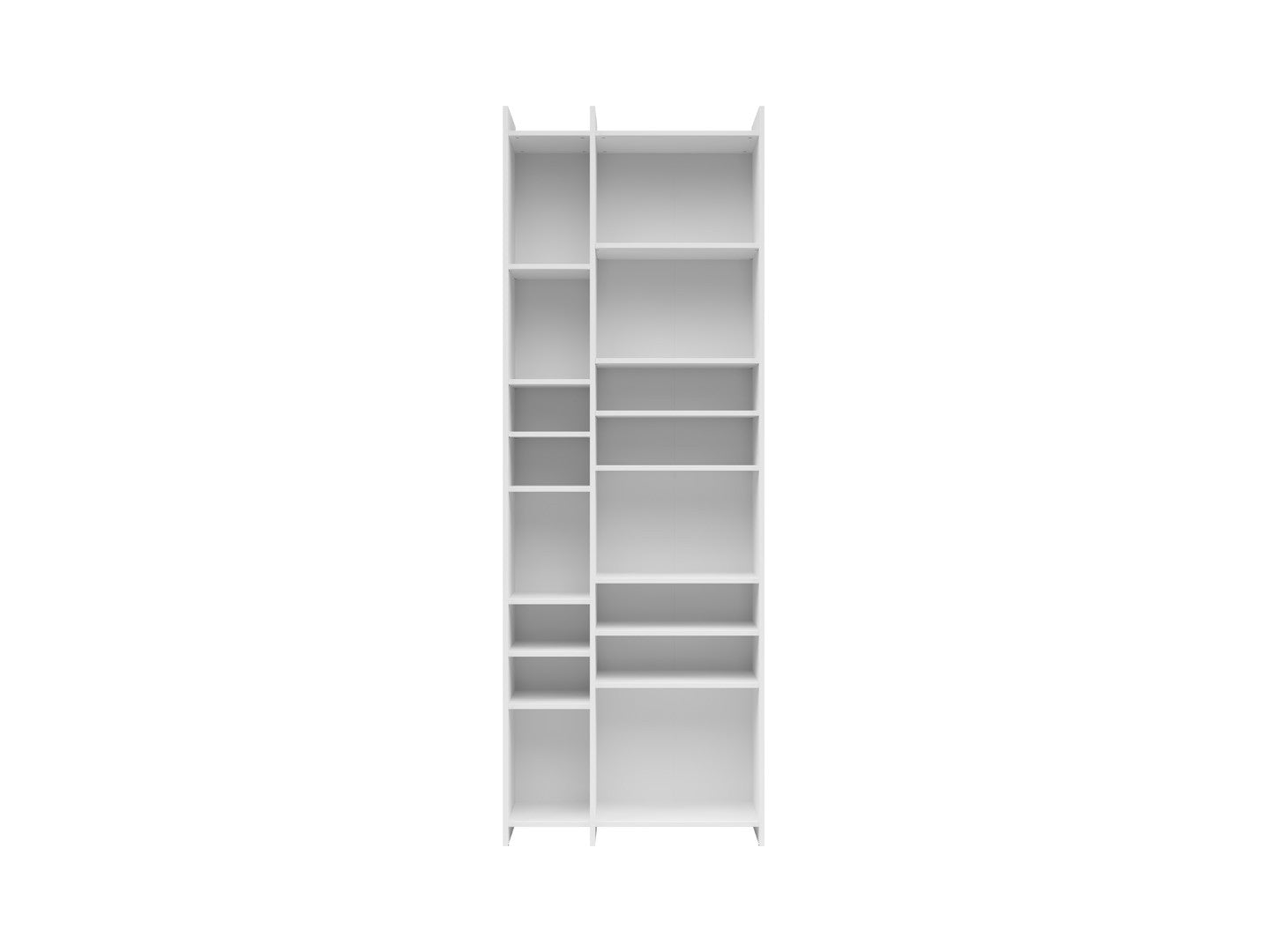 Benny — Tall Geometric Bookcase | 80 × 226 cm | Irregular Compartments | White