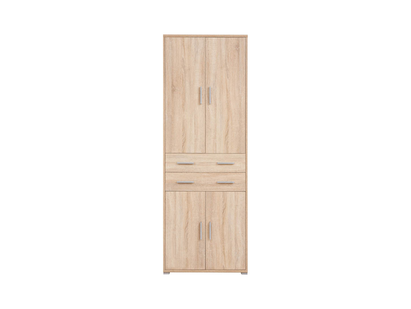 BRW Office Closed Bookcase 221cm — 4 Doors, 3 Shelves, 2 Drawers & Simple Handles, Sonoma Oak