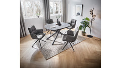 Binz Extendable Dining Table 130–190×100cm – Ceramic & Glass Top, Black & Anthracite