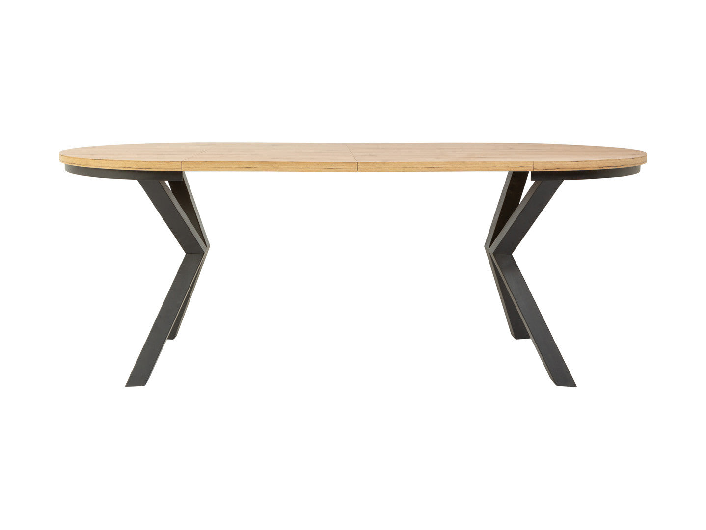 Eland Round Extendable Dining Table Ø100→200 cm – Wotan Oak / Black | Loft Industrial Style
