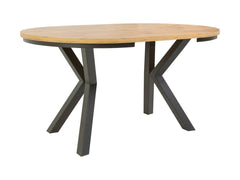Eland Round Extendable Dining Table Ø100→200 cm – Wotan Oak / Black | Loft Industrial Style