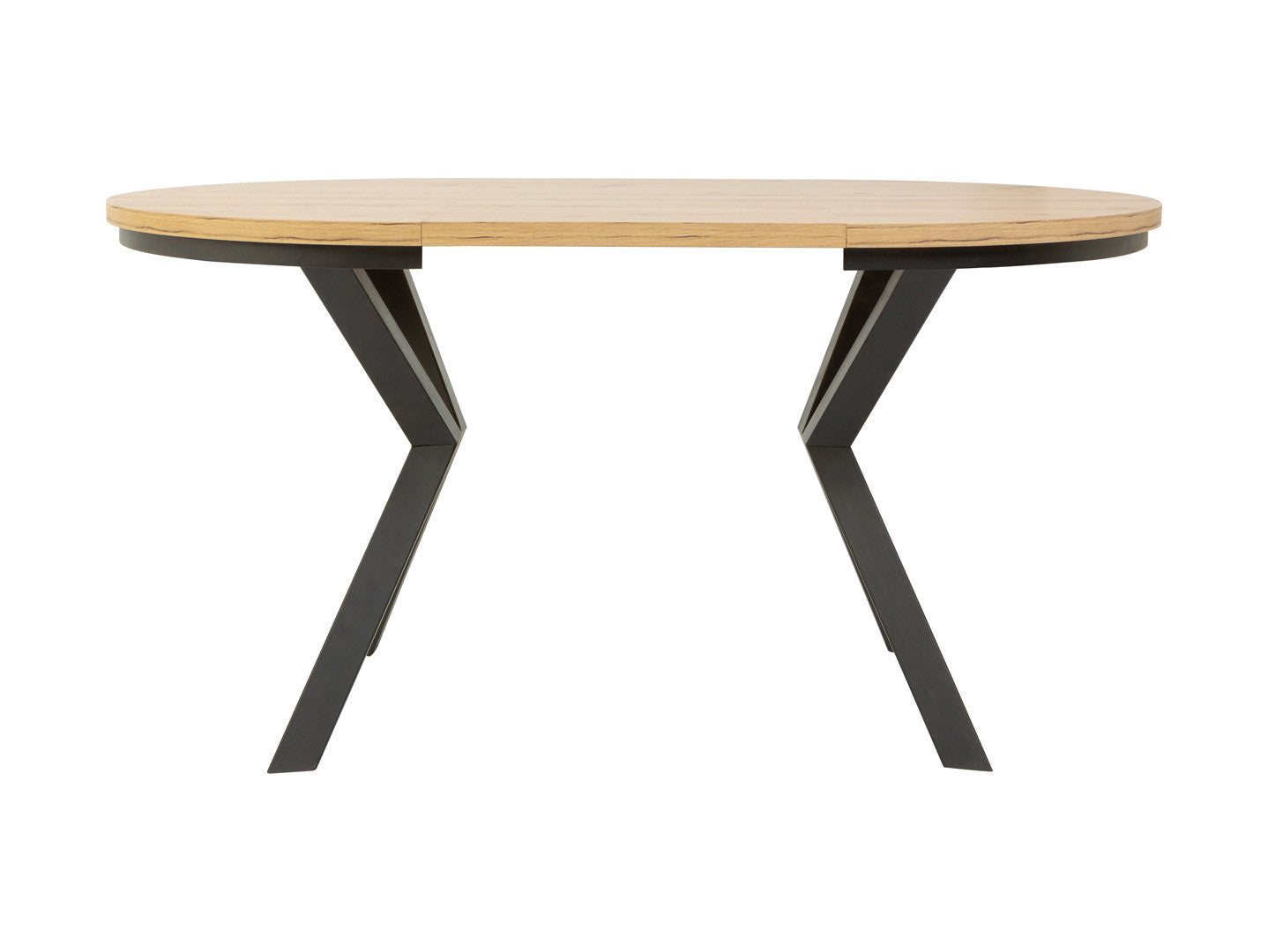 Eland Round Extendable Dining Table Ø100→200 cm – Wotan Oak / Black | Loft Industrial Style