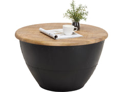 Daniels Round Coffee Table 72 cm – Mango Wood & Black Metal, Loft Style, 43 cm High