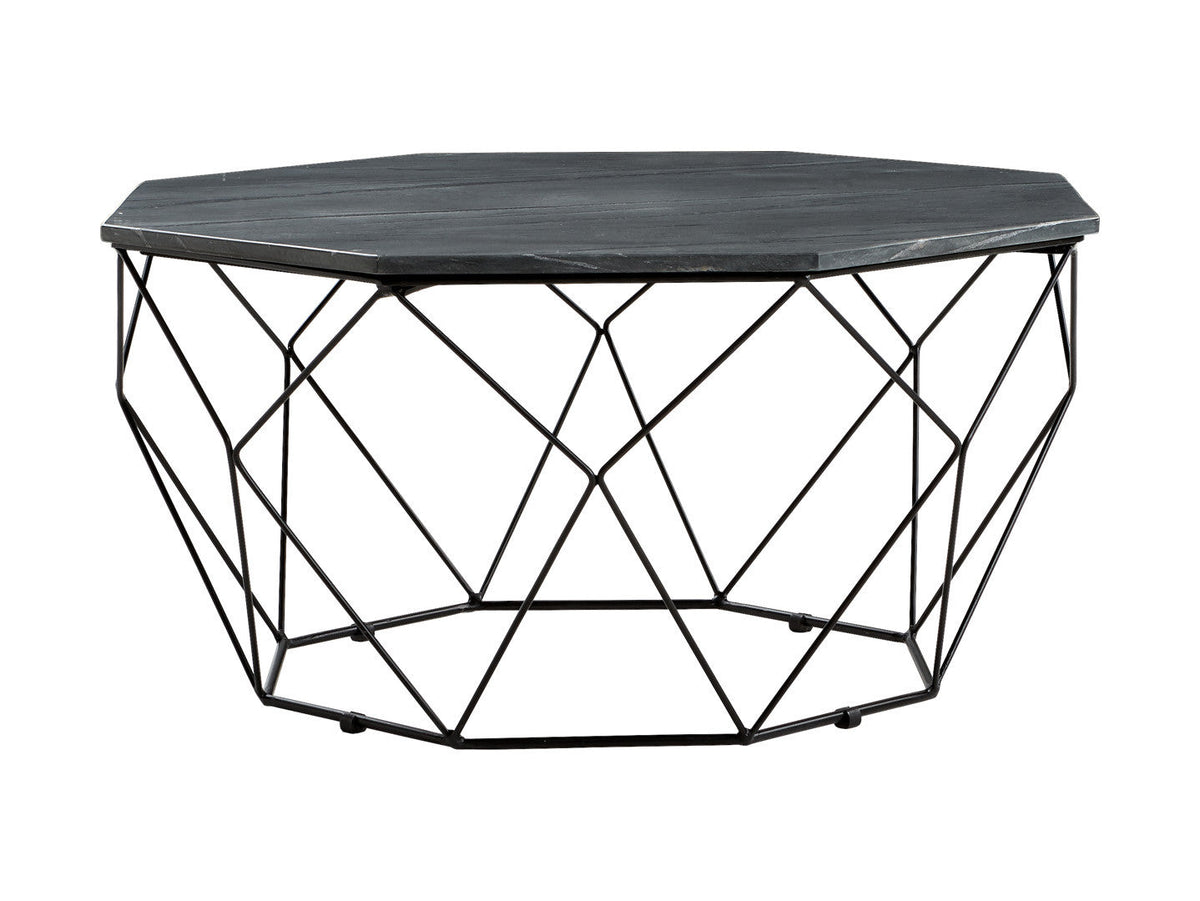 Aida — Octagonal Marble Coffee Table | 84 × 84 cm | Black | Metal Base