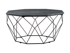 Aida — Octagonal Marble Coffee Table | 84 × 84 cm | Black | Metal Base