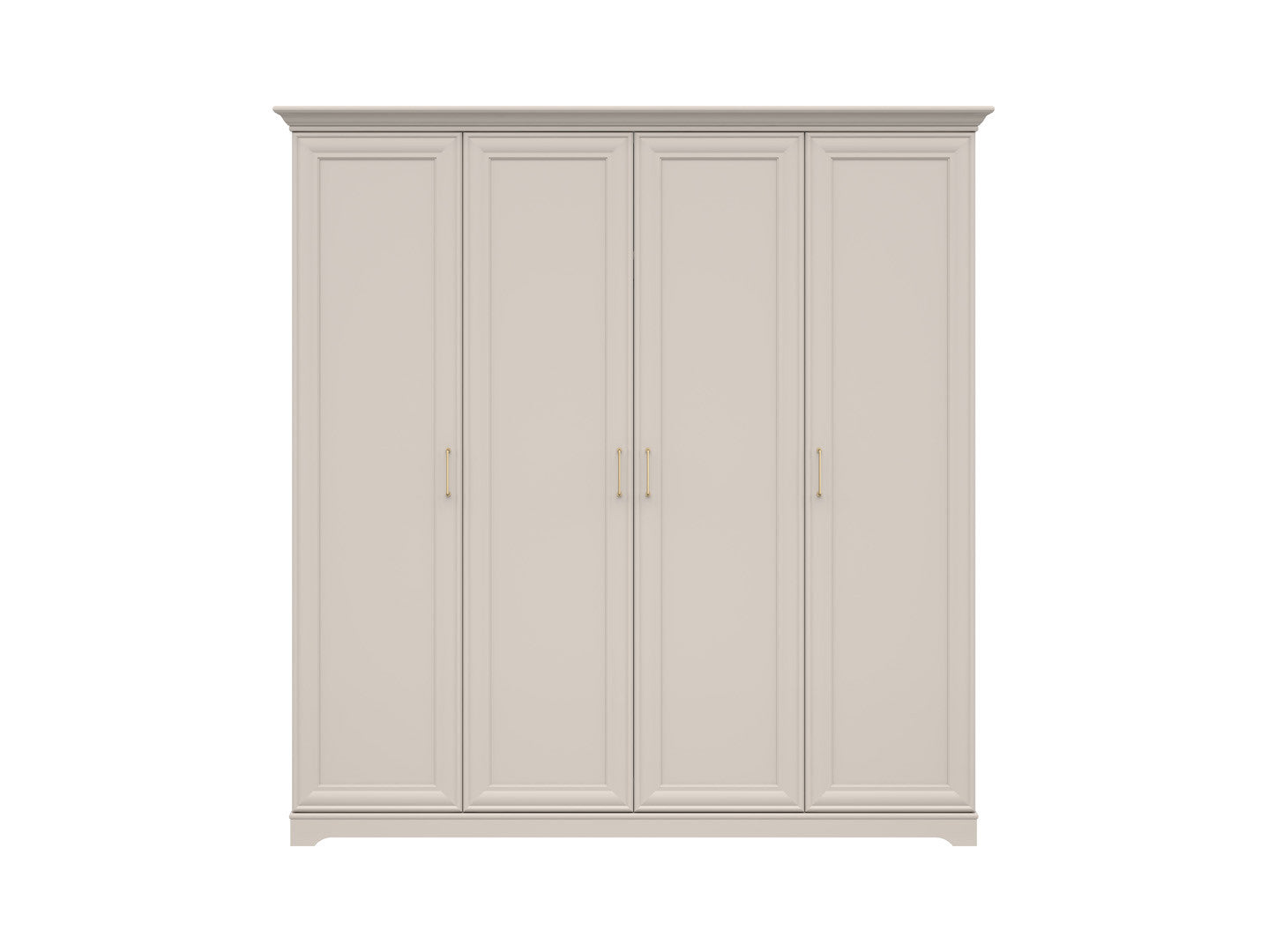 Anga 4-Door Wardrobe 210 cm – Cashmere & Brushed Gold Handles
