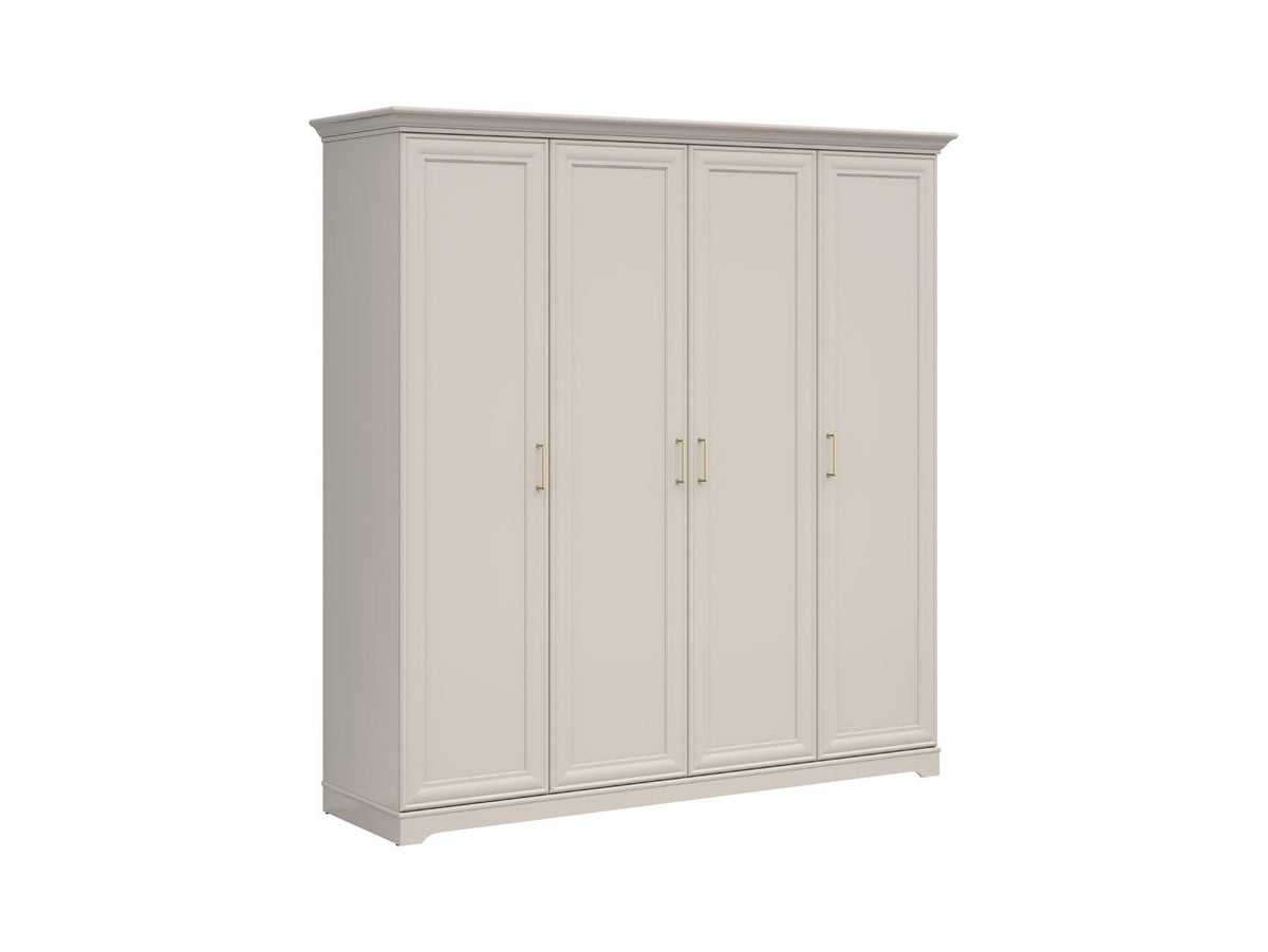 Anga 4-Door Wardrobe 210 cm – Cashmere & Brushed Gold Handles