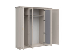Anga 4-Door Wardrobe with Mirror – Soft-Close, Brushed Gold Handles & Hanging Rails | Uni Kashmir | 209.5×216 cm