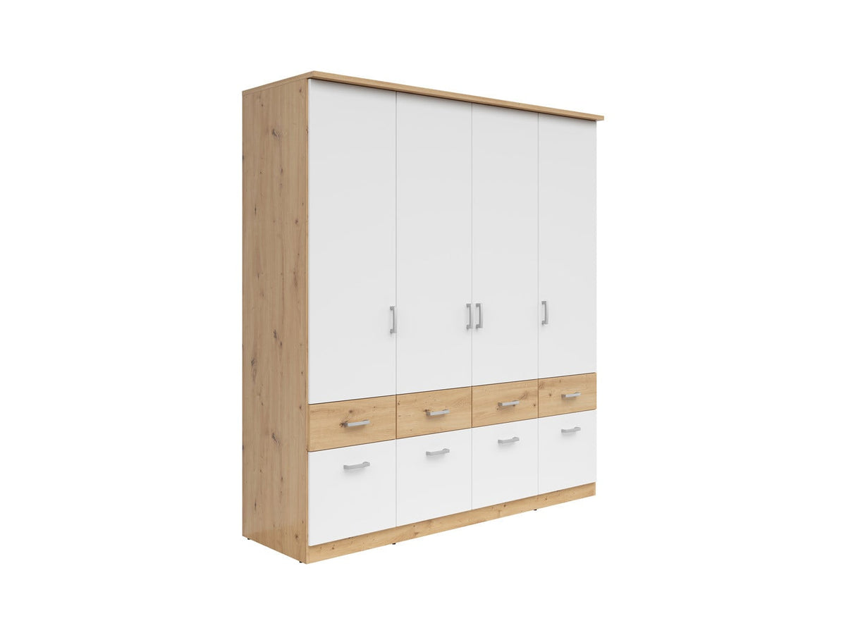 Brando 4 Wardrobe – Artisan Oak, White & Textile, 181 cm