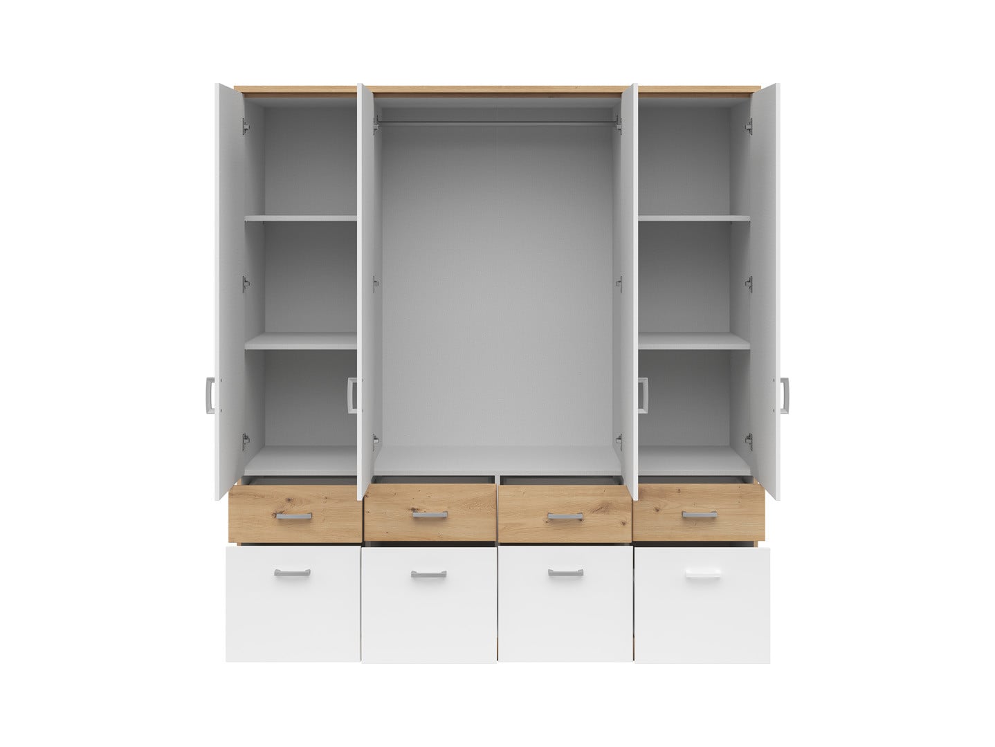 Brando 4 Wardrobe – Artisan Oak, White & Textile, 181 cm