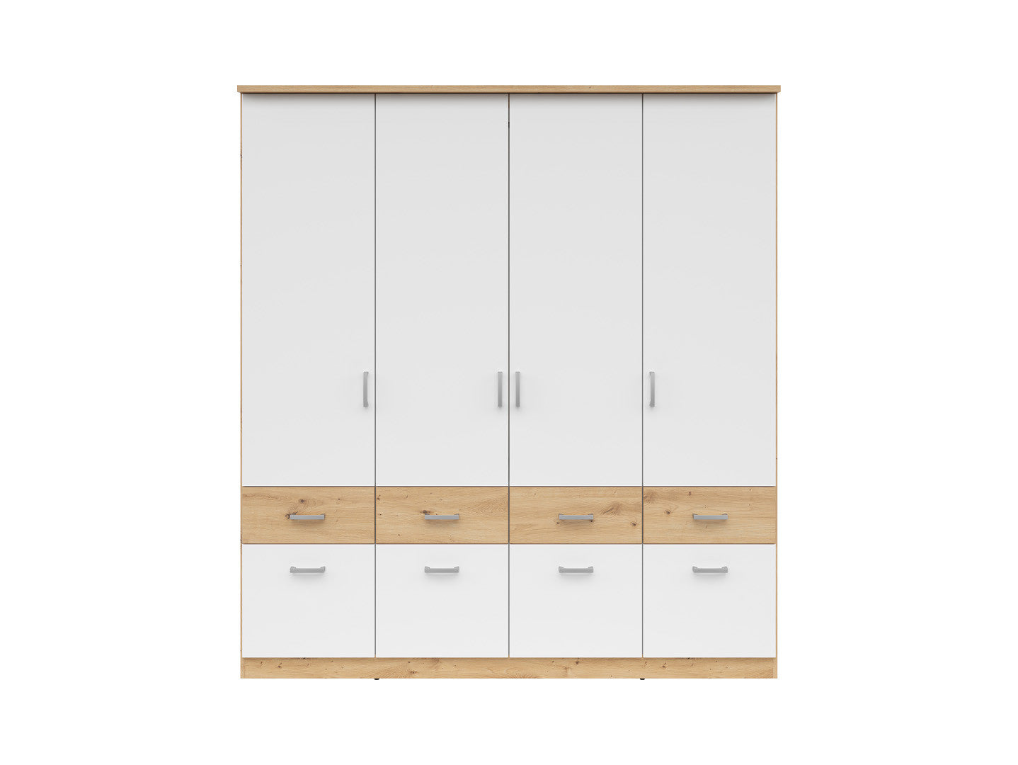 Brando 4 Wardrobe – Artisan Oak, White & Textile, 181 cm