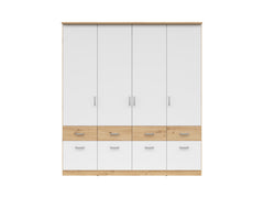 Brando 4 Wardrobe – Artisan Oak, White & Textile, 181 cm