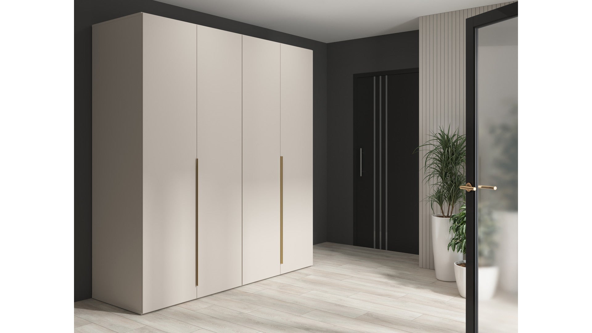 Flex 4-Door Wardrobe 200x218 cm – Kashmir, Hanging Rails & Shelves, Scratch-Resistant