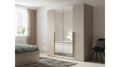 Flex 4-Door Wardrobe with Mirror 200 cm – Cashmere & Grey, 218 cm Tall