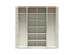 Frija Wardrobe 203 cm – 4-Door Scandinavian Wardrobe with Mirrors, 2 Rails & Soft-Close Hinges | Andersen Pine / Artisan Oak