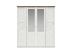 Frija Wardrobe 203 cm – 4-Door Scandinavian Wardrobe with Mirrors, 2 Rails & Soft-Close Hinges | Andersen Pine / Artisan Oak